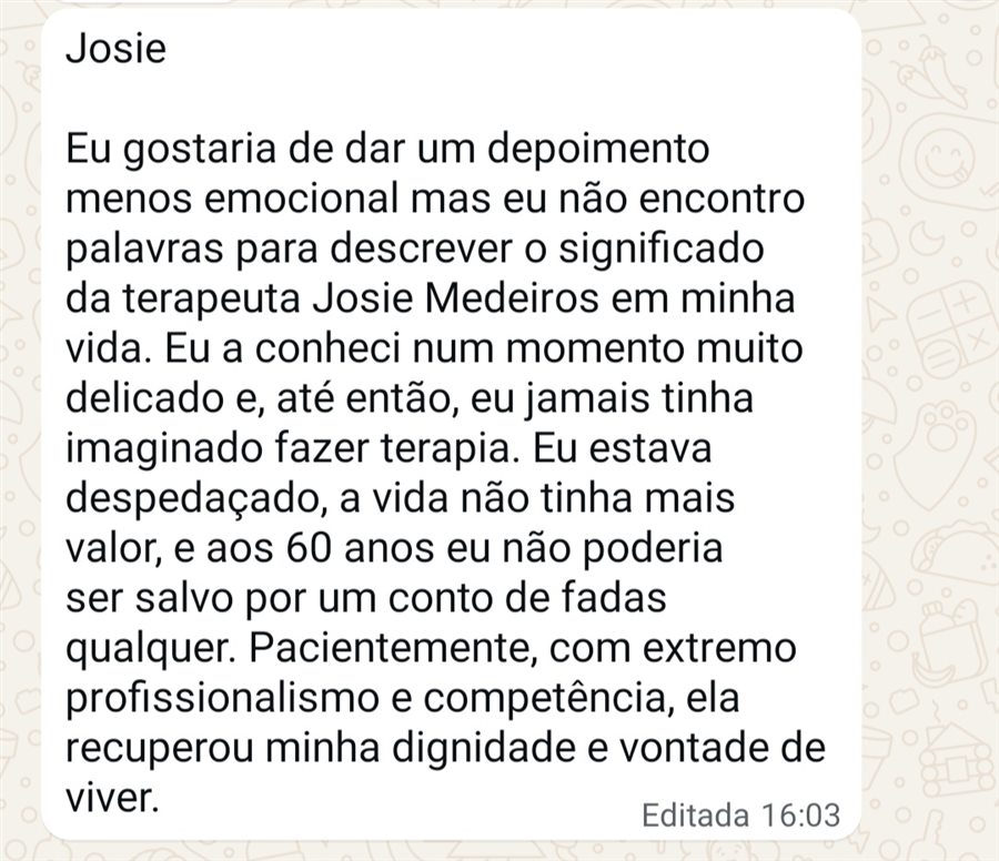 Depoimento de paciente enviado por mensagem